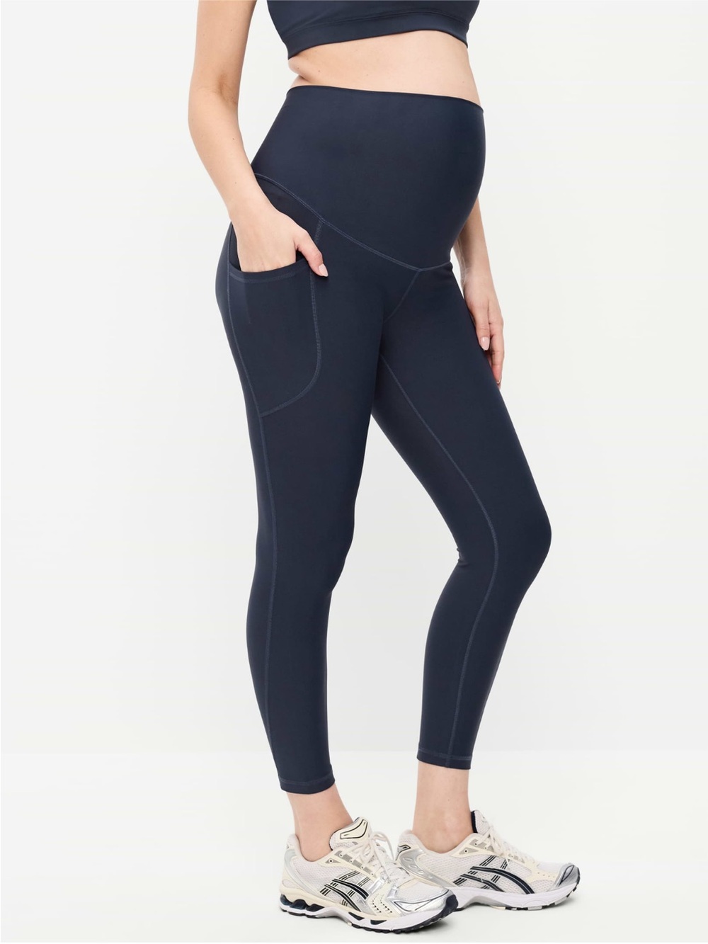 Old Navy Maternity Full-Panel 7/8 Leggings with Side Pockets - Dusk Navy -Sz M - Picture 2 of 11